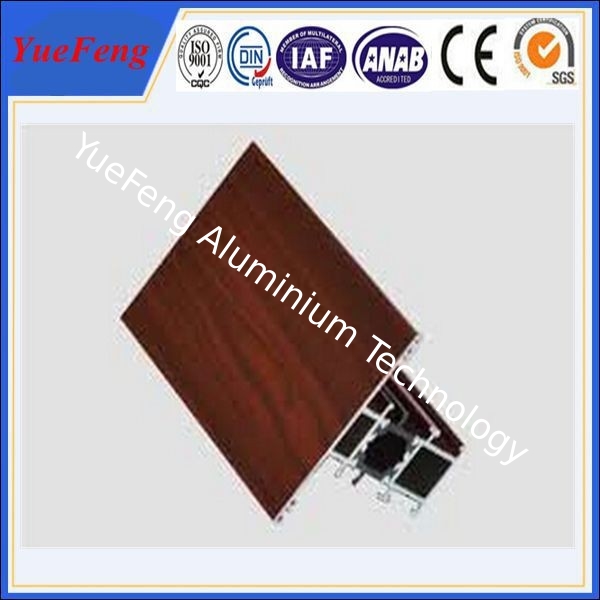 Hot! aluminium window manufacturer, wood color aluminum profile for sliding window
